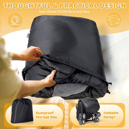 Orzbow Universal Footmuff for Stroller, Winter Warm Baby Stroller Bunting Bag, Waterproof Windproof Warm Polar Fleece Lined for Toddler Stroller Sleeping Bag, Black