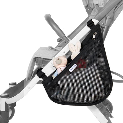 SUNVENO 2-pack Universal Stroller Organizer Caddy with Cup Holders, Wipes Pouch and Extra Storage, Zippered Mesh Side Sling for Pushchair, Black