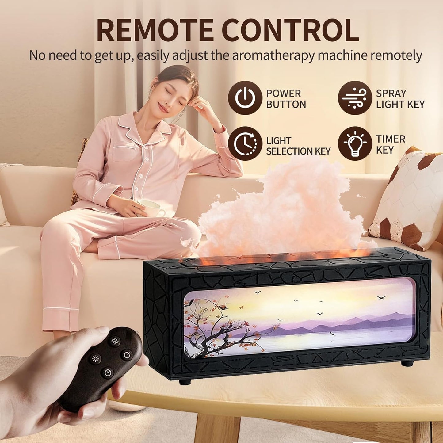 Essential Oil Diffuser 280ml, Aromatherapy Diffuser with Remote Control, 7 Color LED Lights for Home Bedroom Office(White)