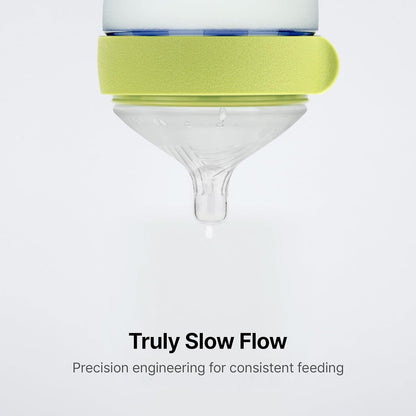Comotomo Silicone Baby Bottle Gen 2 – 2026 Release (5oz) – True Slow-Flow Nipple for Newborn Feeding (0-3 Months) with Dual Anti Colic Vents for Breast to Bottle Transition, Green (Double Pack)