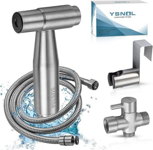 Handheld Bidet Sprayer for Toilet, Premium Stainless Steel Bathroom Bidet Sprayer Set with One-Click Start & Powerful Pressure, Baby Cloth Diaper Sprayer with Complete Accessories - Matte Black
