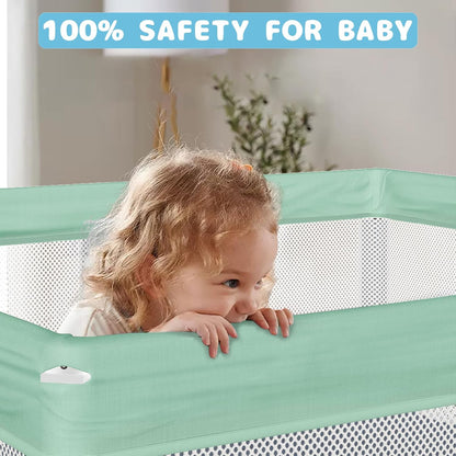 TOREVSIOR Foldable Baby Playpen with Mat, 50"×50" Collapsible Play Pen for Babies and Toddlers, Indoor & Outdoor Kids Safety Play Pen, Portable Play Yard, Foldable Baby Playpen with 50 Ocean Balls