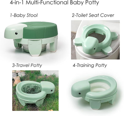 4-in-1 Portable Travel Potty for Toddlers – Foldable, Compact Potty Seat with Splash Guard & Non-Slip Base – Ideal for Road Trips, Camping, Hiking, Outdoor Adventures & Occasional Home Use
