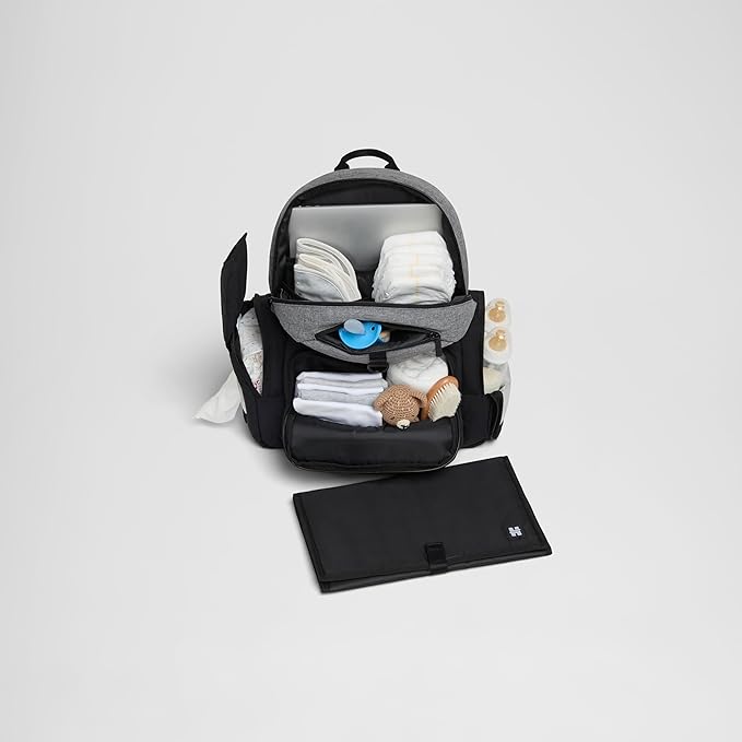HUGGIES Unisex-adult Day Pack Diaper Backpack, Dark Grey Heather/Black, One Size