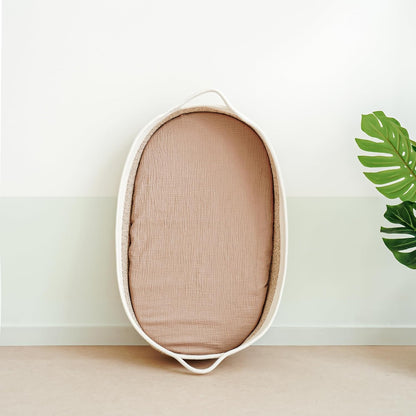 MairMore 2 Pack Muslin Fitted Bassinet Sheets for Babies, Soft & Breathable 100% Cotton Bedside Sleeper Bassinet Sheet, Moses Basket Oval Rectangle Pad/Mattress (Pink Blossom)