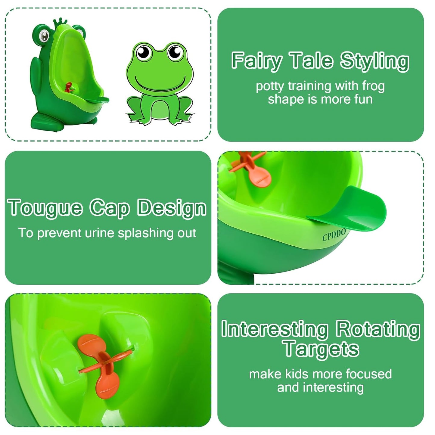 Frog Pee Training Urinal, Cute Frog Potty Training Urinal for Toddler Boys with Funny Aiming Target, Green Toilet Trainer (Green)