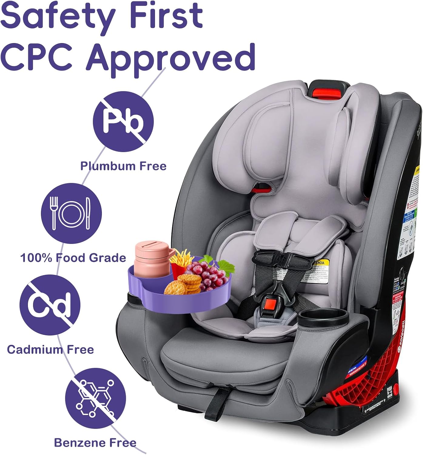 [2 Packs] Kids Car Seat Tray, Travel Tray with Cup Holder for Toddler Baby, Kids Car Seat Food Snack Organizer for Road Trip, Stroller snack Organizer Travel Must Haves Toddler Must Haves (Black)