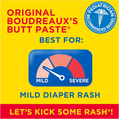 Boudreaux's Butt Paste Original Diaper Rash Cream, Diaper Cream for Baby, Fast Relief from Mild Discomfort, Pediatrician-Recommended Brand, 4 oz Tube
