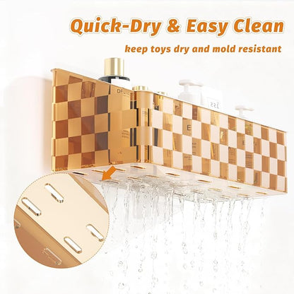 Natheeph Bath Toy Storage Holder, 2 Pack Large Capacity Bath Toy Organizer for Tub Clear Baby Bathtub Toy Storage Multi Use Shower Caddy for Bathroom, Bedroom & More (Brown)
