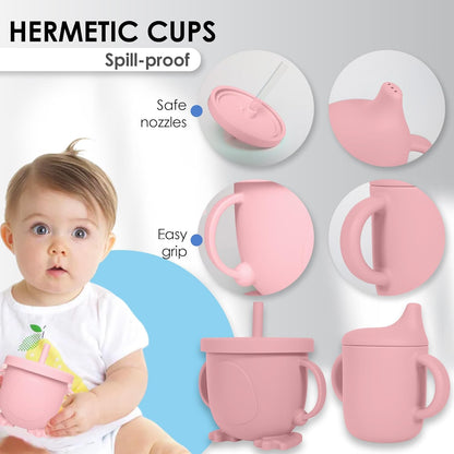 Bluet B- Silicone Baby Feeding Set with Pacifier - Baby Led Weaning Supplies - Baby Spoons, Suction Bowl - Plate - Baby Utensils Set - Silicone Feeding Set for Baby First Foods - 11pcs - Purple