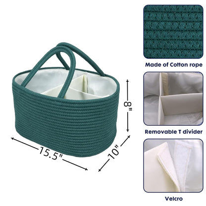Baby Diaper Caddy Organizer for Girl Boy Rope Nursery Storage Bin Basket Portable Holder Tote Bag for Changing Table Car Travel Baby Shower Gifts Newborn Essentials Registry Must Have Items Pink