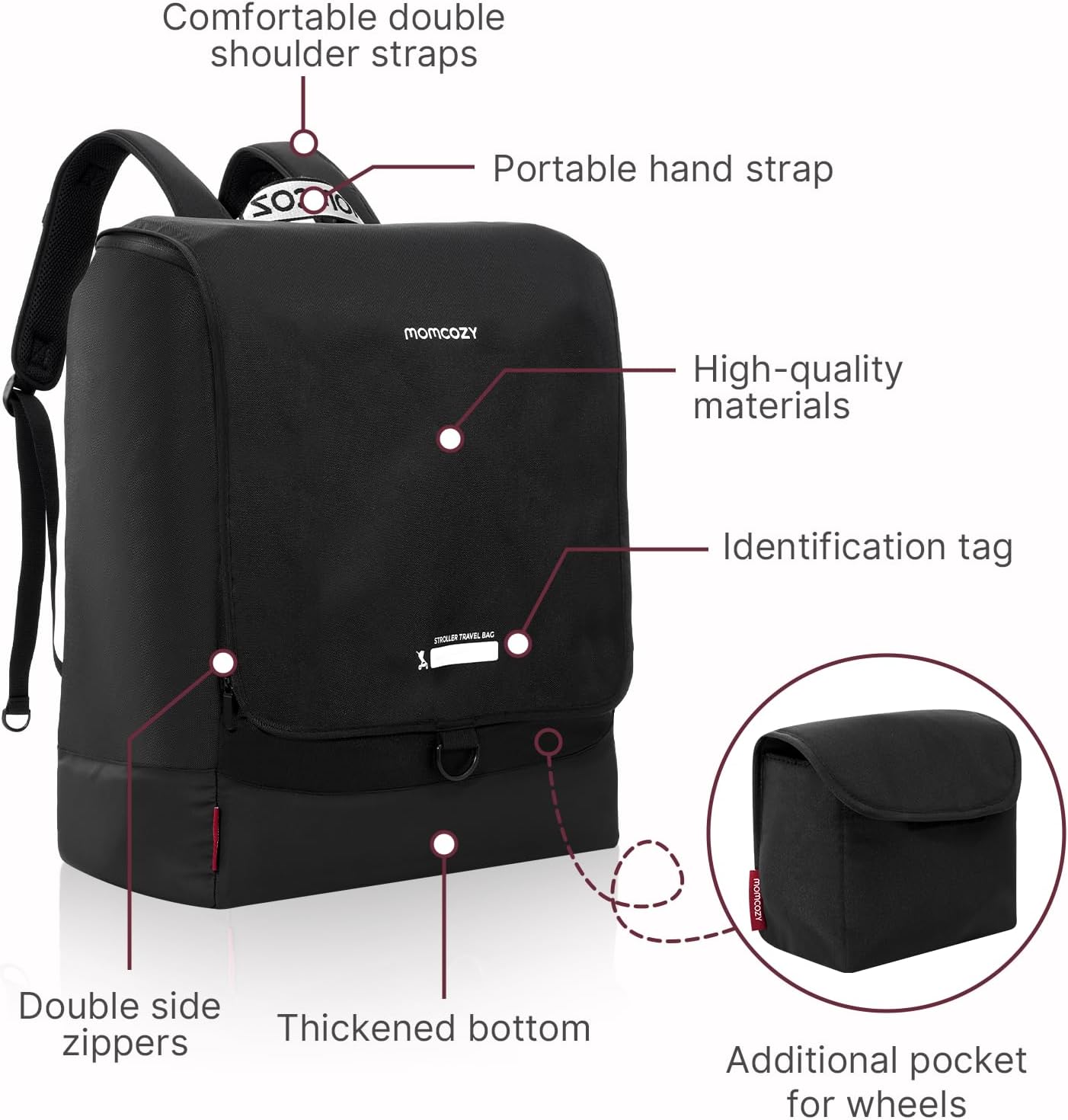 Momcozy Stroller Travel Bag for Airplane | Only Suit ClickGo Stroller | Compatible with Strollers Folded Dimensions of 22.1 X 17.3 X 9.8 In | Fit Most Major Brand | Hand-held ＆ Back-carrying