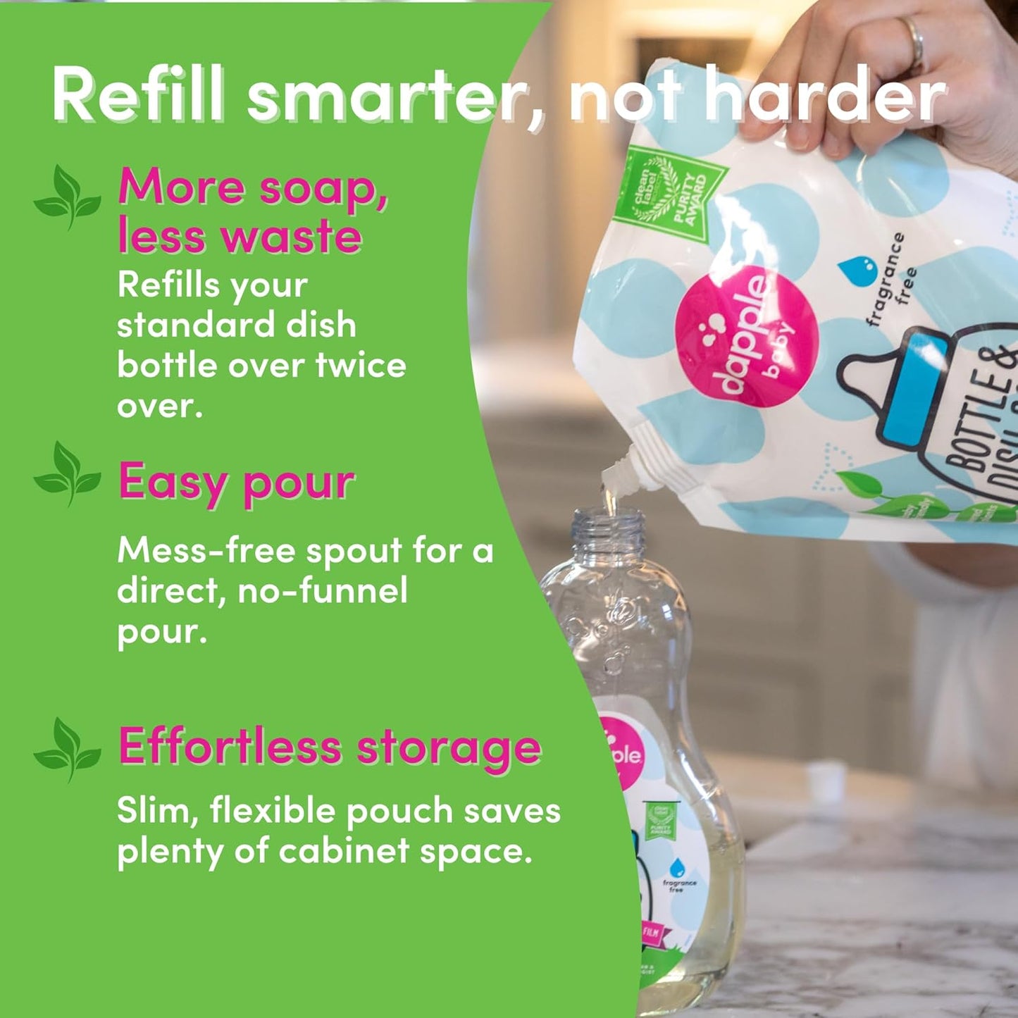 Dapple Baby Fragrance Free Bottle & Dish Soap - (3 Pack) 16.9 fl oz - Cleans Baby Bottles, Sippy Cups, Pacifiers, Breast Pumps, & More - Gently Removes Milk Film & Odors - Includes 1 Pump