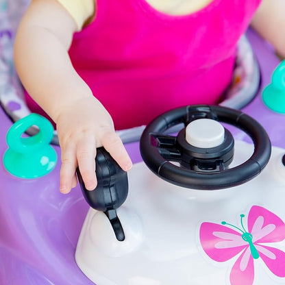 Bright Starts Little Speedster 3-in-1 Car Walker, Purple Power, Baby Activity Walker for Girls and Boys, 6 Months+