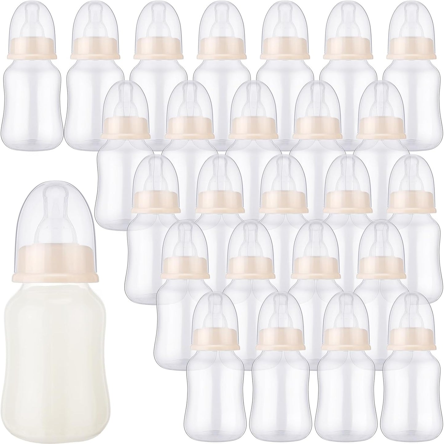 SiliFine 30 Pcs Baby Shower Favors Party Bottle Chug Game Mini Bottles Gift Sets for Gender Reveal Birthday Party Supplies Gift (Pink)
