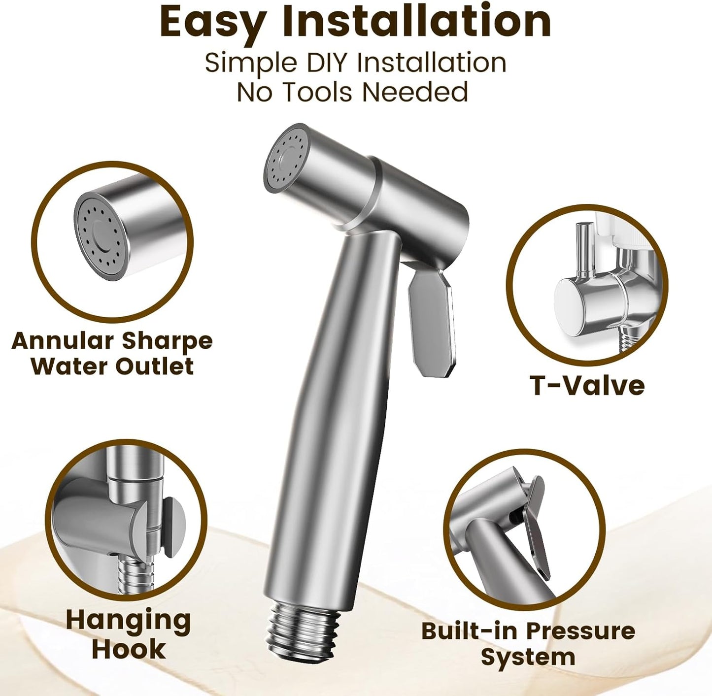 Handheld Bidet Sprayer for Toilet - Adjustable Pressure Stainless Steel Jet Sprayer for Cloth Diaper Cleaning, Feminine Wash & Baby Care, Muslim Shower Hose Kit KPGFWY (Gunmetal Gray)