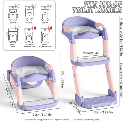 Snugzy Toddler Potty Training Seat 3-in-1 Foldable Potty Training Toilet with Step Stool Adjustable Potty Chair with Urinals (Grey)