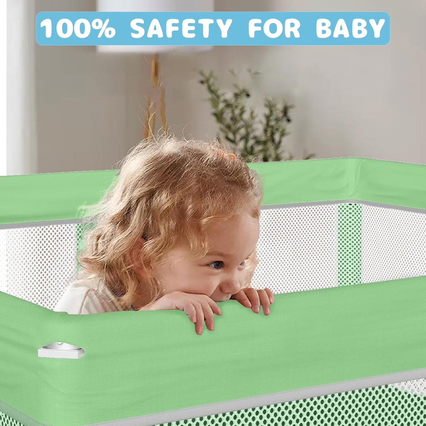 TOREVSIOR Foldable Baby Playpen with Mat, 50"×50" Collapsible Play Pen for Babies and Toddlers, Indoor & Outdoor Kids Safety Play Pen, Portable Play Yard, Foldable Baby Playpen with 50 Ocean Balls