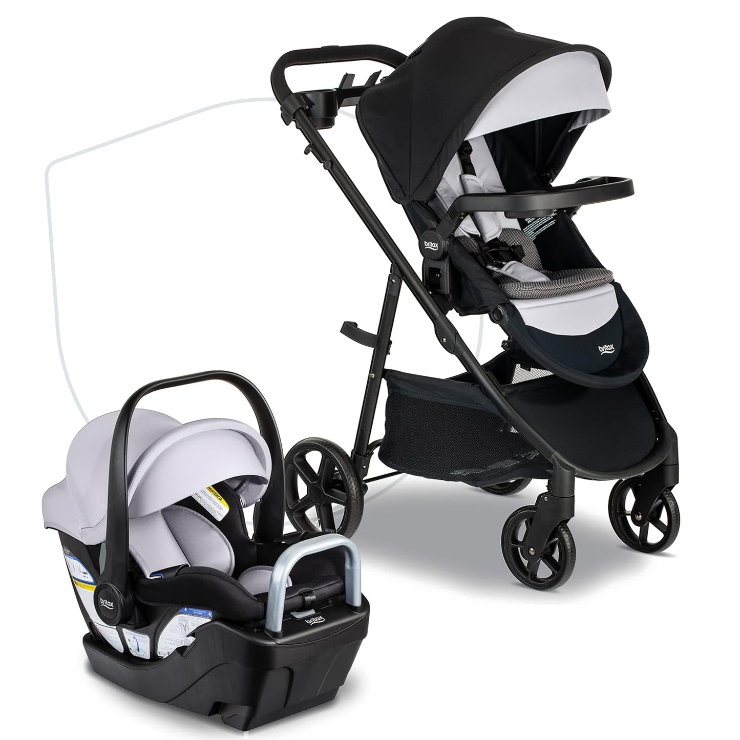 Britax Brook+ Modular Baby Stroller, Ultra-Lightweight Infant and Toddler Stroller with SafeWash Insert and 4 Ways to Stroll, Graphite Onyx