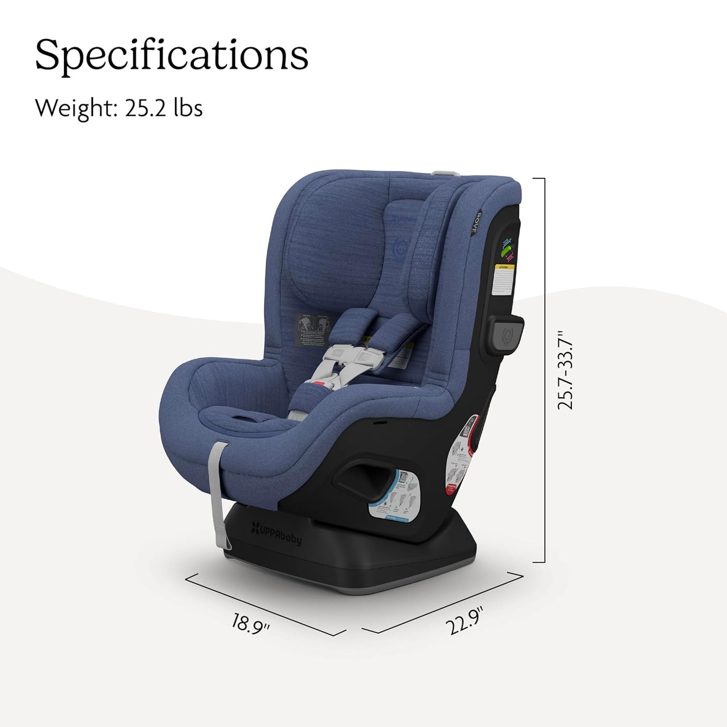 UPPAbaby Rove Convertible Car Seat - 2-in-1 Rear + Forward Facing - Quick + Secure 3-Step Install - Intuitive Safety Technology + Comfort Features - Cup Holder Included - Kavneer (Almond Mélange)
