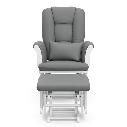Storkcraft Tuscany Glider with Ottoman (Black/Gray) — GREENGUARD Gold Certified, Bonus Lumbar Cushion Included, Solid Wood Base, Smooth Motion, Award-Winning Nursery Rocking Chair, Glider and Ottoman