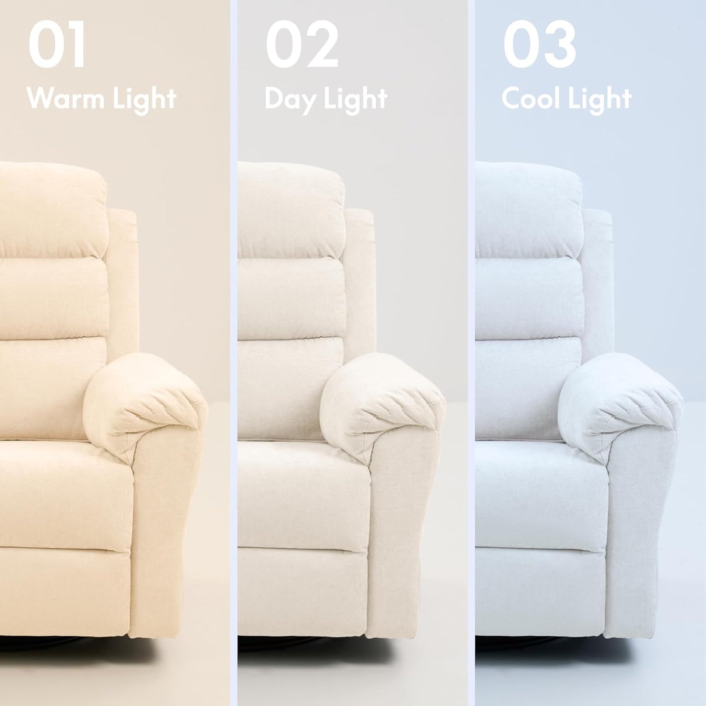 FLEXISPOT Souffle Swivel Rocker Recliner Chair for Adults, Nursery Rocking Glider Chair with Massage & Heat, FSC Wood Frame, Manual Recliner for Living Room, Nursery & Relaxation, Light Grey