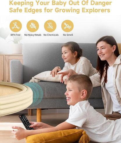 7.9''W Extra-Wide Edge Protector, 6.56FT 0.47''Th Baby Proofing Corner Guards, Safety Furniture Bumper, Pre-Taped, Thick Soft Rubber Foam Padding for Fireplace Table Stair Cabinet (Beige)