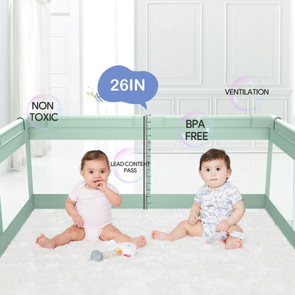 Fodoss Baby Playpen 50×50in, Small Play Pen for Babies and Toddlers, Playpen for Apartment, Play Yard, Activity Fence, Baby Playard with All-Side Mesh, Pull Rings