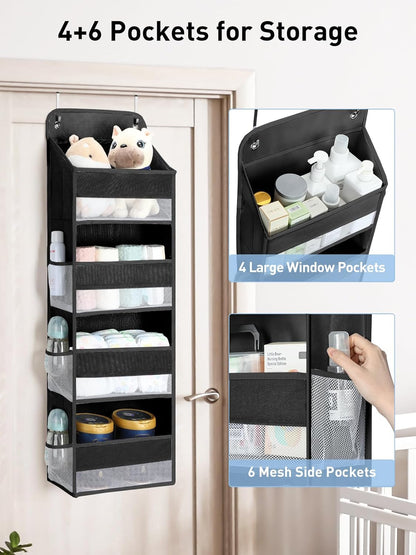 Yecaye 1 Pack Over the Door Organizer, 35.2lbs Load Toy Stuffed Animal Storage, Swing-proof Hanging Bathroom Organizers and Storage for Nursery Newborn Baby Essential Stuff Dorm Room Essentials