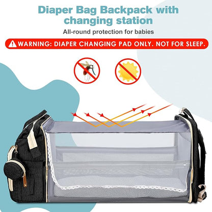 JSTPRO Diaper Bag Backpack, Large Waterproof Lightweight Diaper Bag with Changing Station, Insulated Pockets, USB Port, Travel Bag for Mom and Dad (Black)