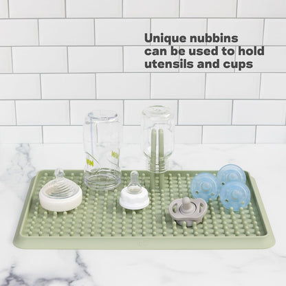 ezpz Drying Rack (Sage) - Silicone Dish Drying Rack with Suction Base - Adjustable Pegs - Odor-Resistant - Dry + Store Baby/Toddler Gear