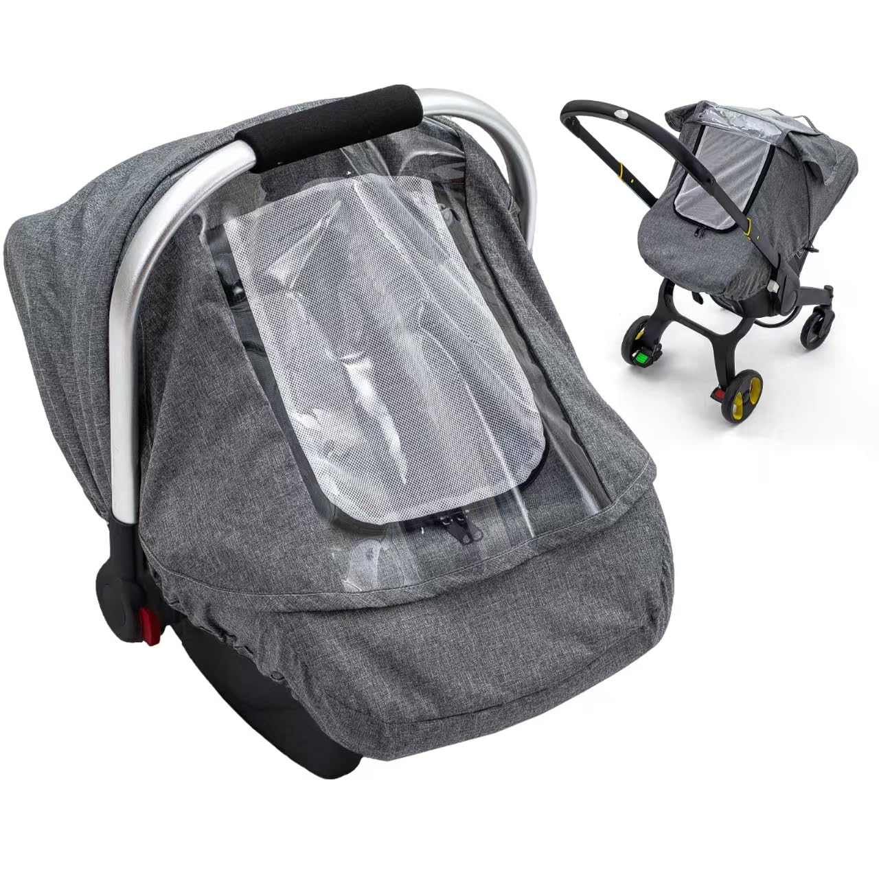 Baby Car Seat Cover, Waterproof Carseat Cover with EVA Transparent Window, Universal Car Seat Rain Cover with Storage Bag, Breathable Baby Carrier Cover for Cold Weather