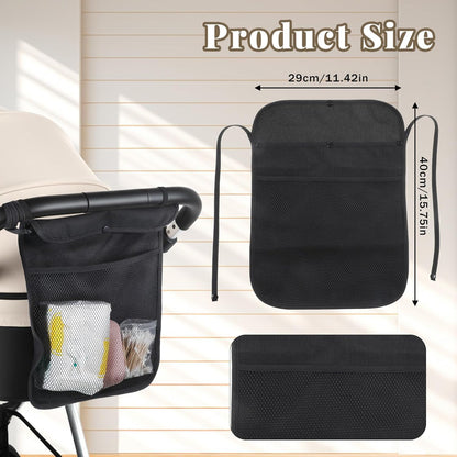 Larrel Universal Stroller Organizer, Stroller Mesh Cargo Net with Non-Slip Adjustable Strap, Diaper Caddy Organizer for Most Brands of Strollers (Black)