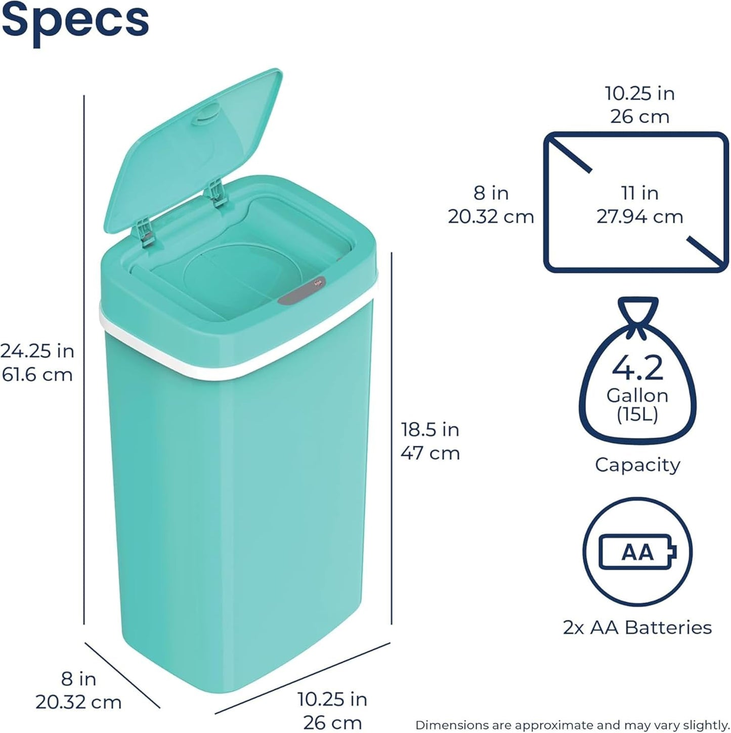 Smart Odor-Resistant Diaper Pail Trash Can with Motion Sensor Lid, Double Seal Odor Control, Removable Inner Shield, Battery Operated Bin,Quiet Auto Open Close,Home Hygiene Organizer (Blue)