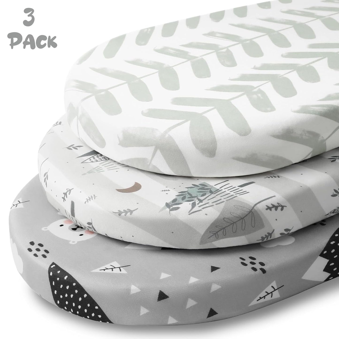 Yoofoss Pack and Play Sheets Fitted, Mini Crib Sheets 2-Pack for Pack N Play Mattress, Stretchy Playard Sheet, Soft and Breathable Green+Giraff