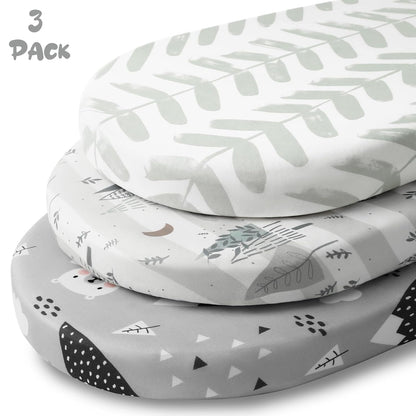 Yoofoss Pack and Play Sheets Fitted, Mini Crib Sheets 2-Pack for Pack N Play Mattress, Stretchy Playard Sheet, Soft and Breathable Green+Giraff