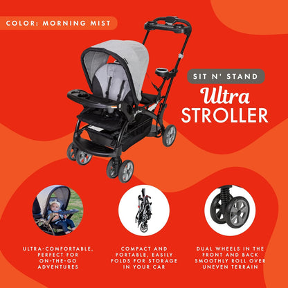 Baby Trend Sit N' Stand® Double 2.0 Stroller, Dash Black