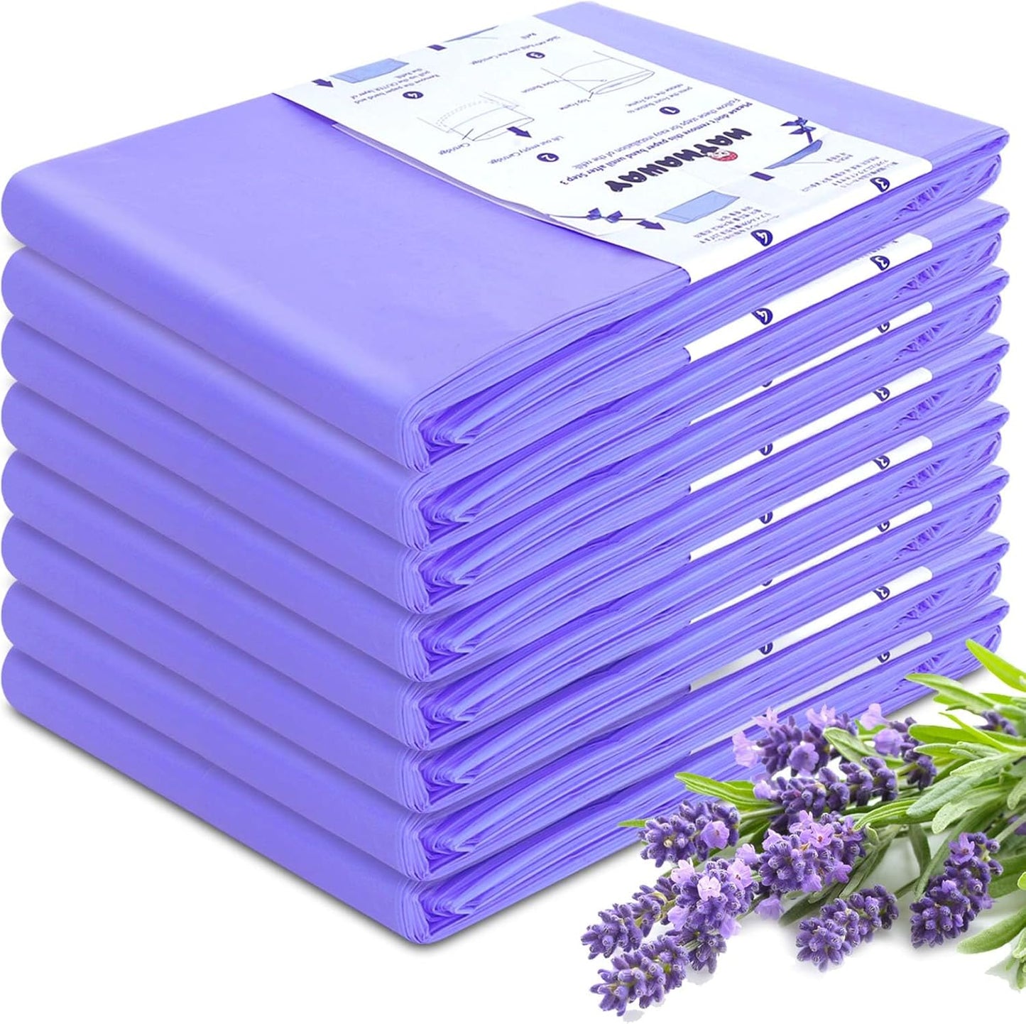 Diaper Pail Refill Bags Compatible With Dekor Plus Diaper Pail, Extra 30% Length, Lavender Scent, 8 Pack