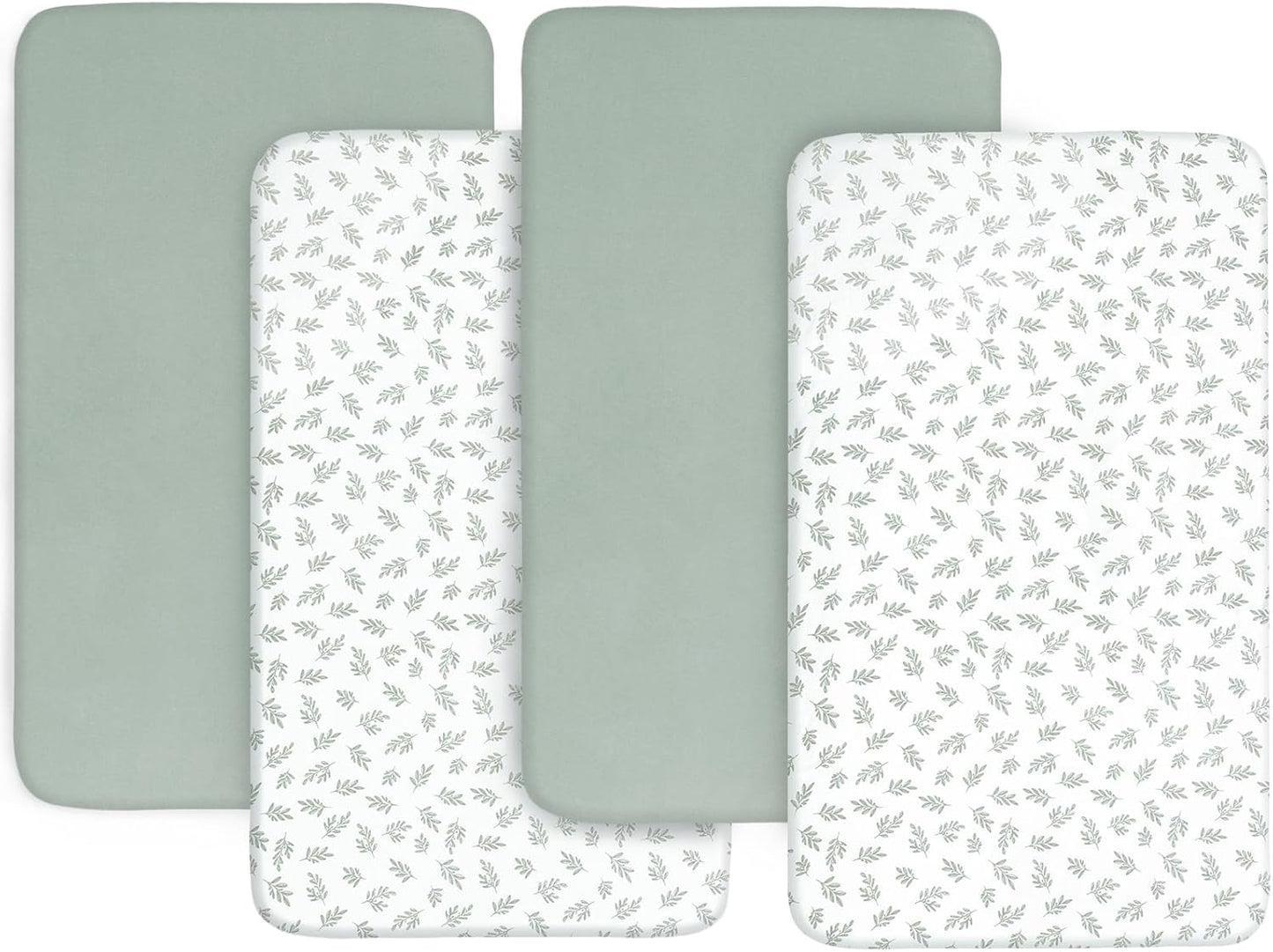Baby Bassinet Sheets 4 Pack Fit for Baby Delight, Semphis, Kiniew, Jimglo, Cowiewie, JevrJeur, Newton Baby, AirClub, Mika Micky, Ezebaby and Besrey Bassinet, Green