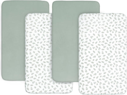 Baby Bassinet Sheets 4 Pack Fit for Baby Delight, Semphis, Kiniew, Jimglo, Cowiewie, JevrJeur, Newton Baby, AirClub, Mika Micky, Ezebaby and Besrey Bassinet, Green