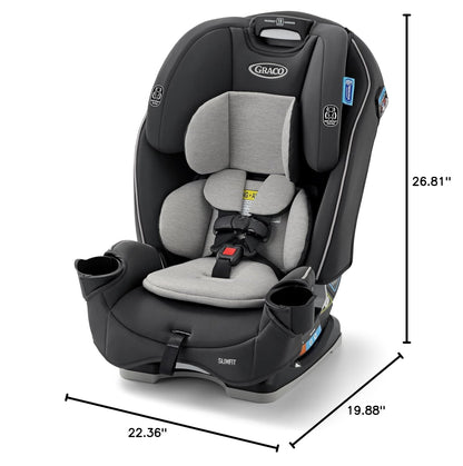 Graco Slimfit 3-in-1 Convertible Car Seat, Slim Car Seat with Space-Saving Design, Highback Booster Seat with 10-Position Headrest, Rear Facing and Forward Facing Carseat, Darcie