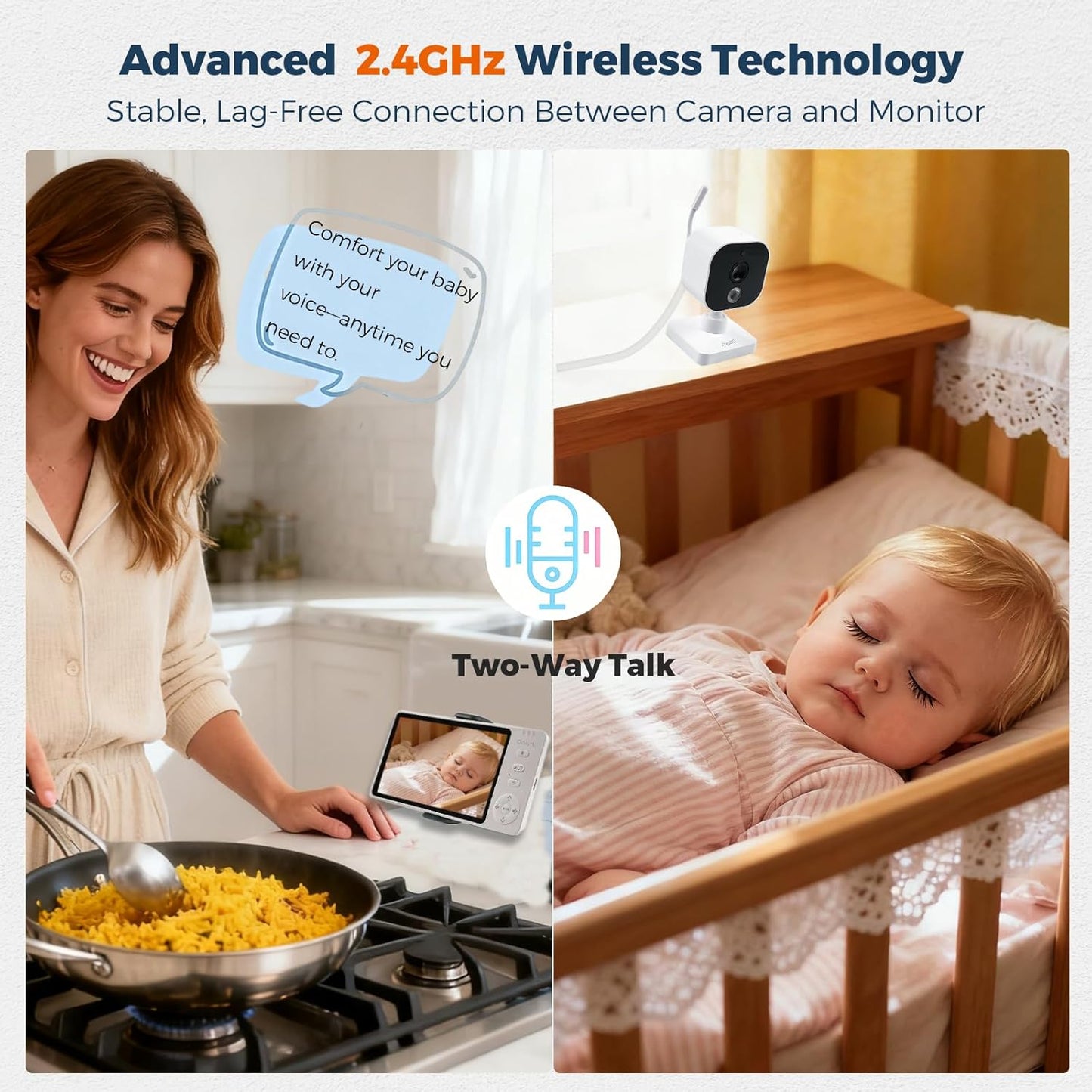 Wireless Baby Car Camera with 5-inch HD 1080P IPS, USB-Powered 360° Rotating Rear Seat Monitor (1000 ft)Auto/Manual Night Vision & VOX Mode, HD Display for Car Backseat Home Baby Pet (White A)