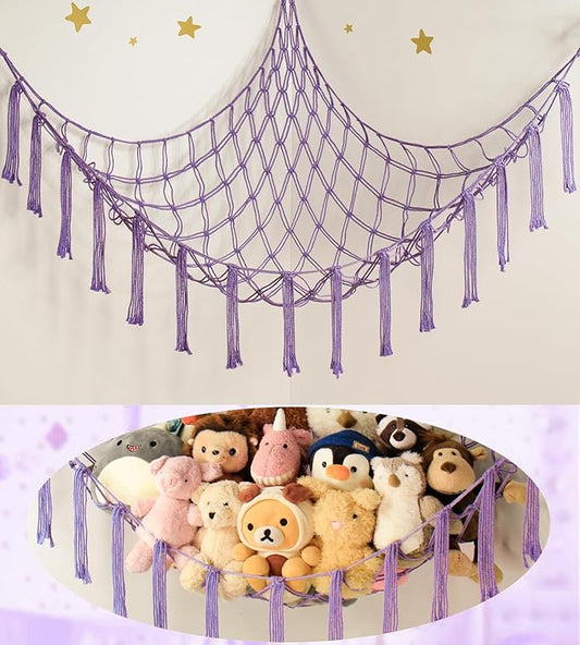 mirolam Stuffed Animal Storage Hammock Net - Toy Hammock Net for Stuffed Animals Corner - Hanging Stuff Animal Organizer Holder Large Size Baby Nursery Room Decor