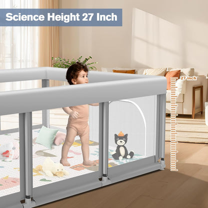Large Baby Playpen for Babies and Toddlers, Playpen 74×50, Large Baby Play Yards Indoor & Outdoor, Sturdy Safety Baby Play Pen with Soft Breathable Mesh, Toddlers Activity Center with Anti-Slip Base