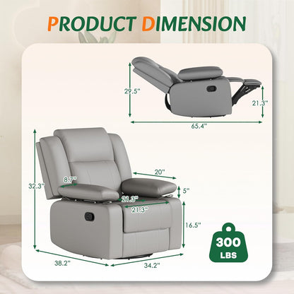 AILEEKISS Nursery Glider Recliner Chair with Adjustable Armrests, Swivel Rocking Recliner for Breastfeeding Moms, 360° Swivel, 30° Rocking, 90°-160° Recline, Easy-Clean Nursery Chair(White)
