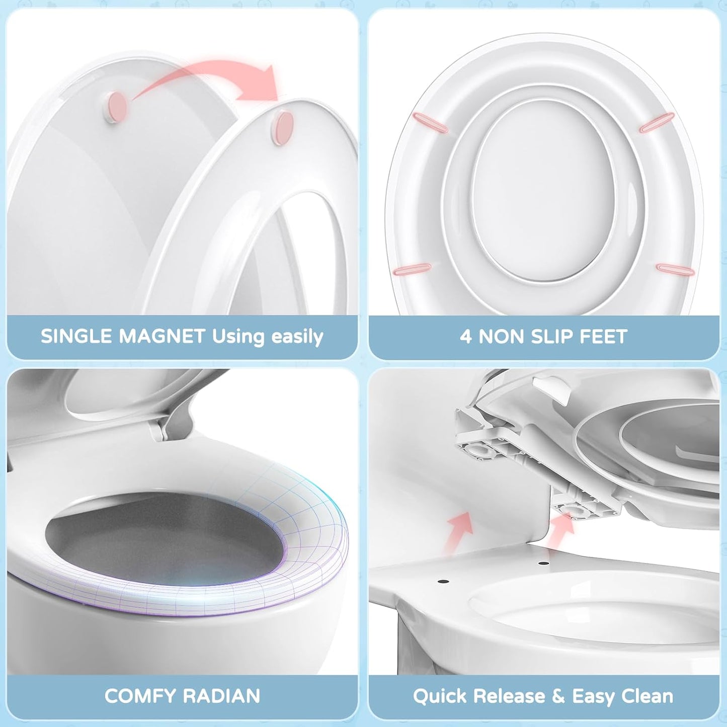 YASFEL Built in Potty Training Toilet Seat for Toddlers, Kids & Adults Biscuit Plastic Toilet Seats Elongated Slow Close with Magnets(Almond, 18.5”)