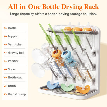 Lifewit Baby Bottle Drying Rack with 10 Hooks, Newborn Essentials Must Haves, Countertop Holder Organizer for Baby Stuff, Rack Dryer for Pacifiers, Weighted Straws, Pump Parts
