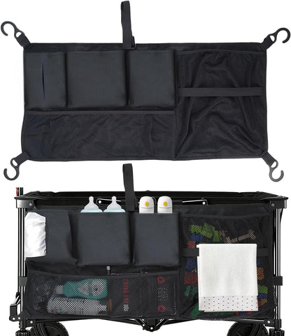 Stroller Wagon Cargo Net, Abnaok Wagon Accessories Organizer Compatible with WONDERFOLD W-Series Models, Large Capacity Mesh Cargo Storage Bag with Sorting Pockets Compatible with Keenz Wagon