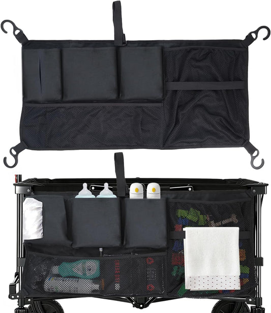 Stroller Wagon Cargo Net, Abnaok Wagon Accessories Organizer Compatible with WONDERFOLD W-Series Models, Large Capacity Mesh Cargo Storage Bag with Sorting Pockets Compatible with Keenz Wagon