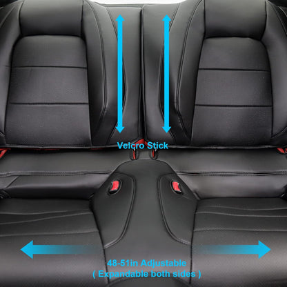 Custom Fit Ford Mustang Convertible Seat Cover 2015 2016 2017 2018 2019 2020 2021 2022 2023 2024 2025 2026, Faux Leather Car Seat Cover Full Set (Convertible-Red+Balck)